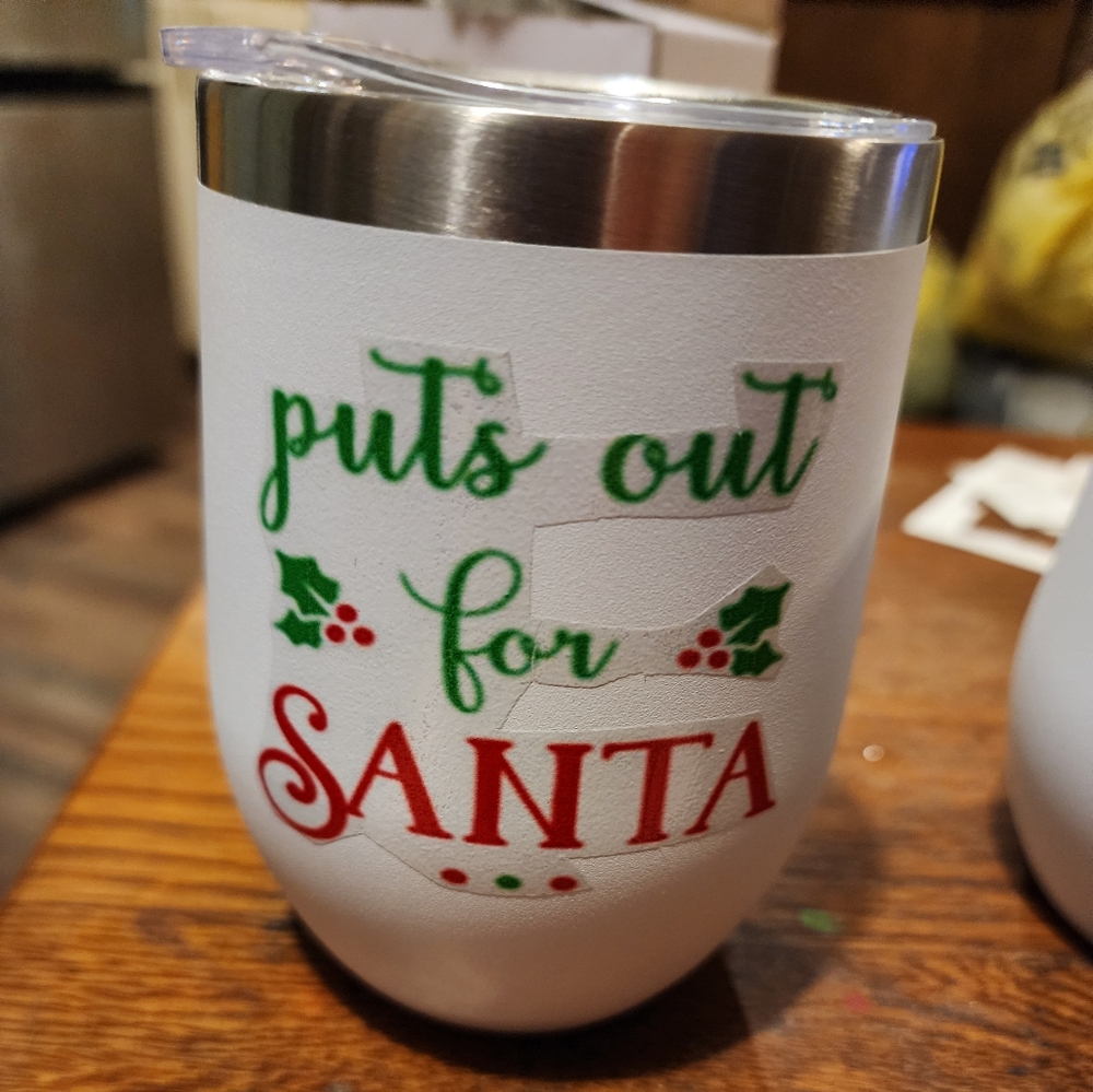 White Holiday Tumbler with Festive Text